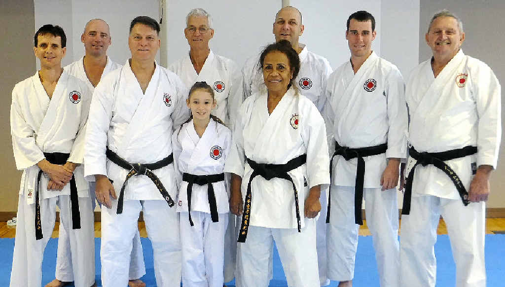 Members of the Gympie Karate Club to travel to Japan recently (back, from left) Brian Kaddatz, John Simmons, Shane Harelle, Jacob Nedwish, Sensei Noel Turner (cropped) and (front) David Jameson, Barry Plate, Jaye Ifield and Bulkhis Field. Members of the Gympie Karate Club to travel to Japan recently (back, from left) Brian Kaddatz, John Simmons, Shane Harelle, Jacob Nedwish, Sensei Noel Turner (cropped) and (front) David Jameson, Barry Plate, Jaye Ifield and Bulkhis Field.